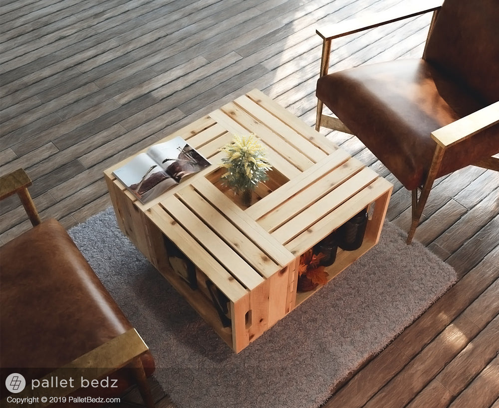 Pallet Wood Coffee Table - Wooden Crate Table in Natural Finish