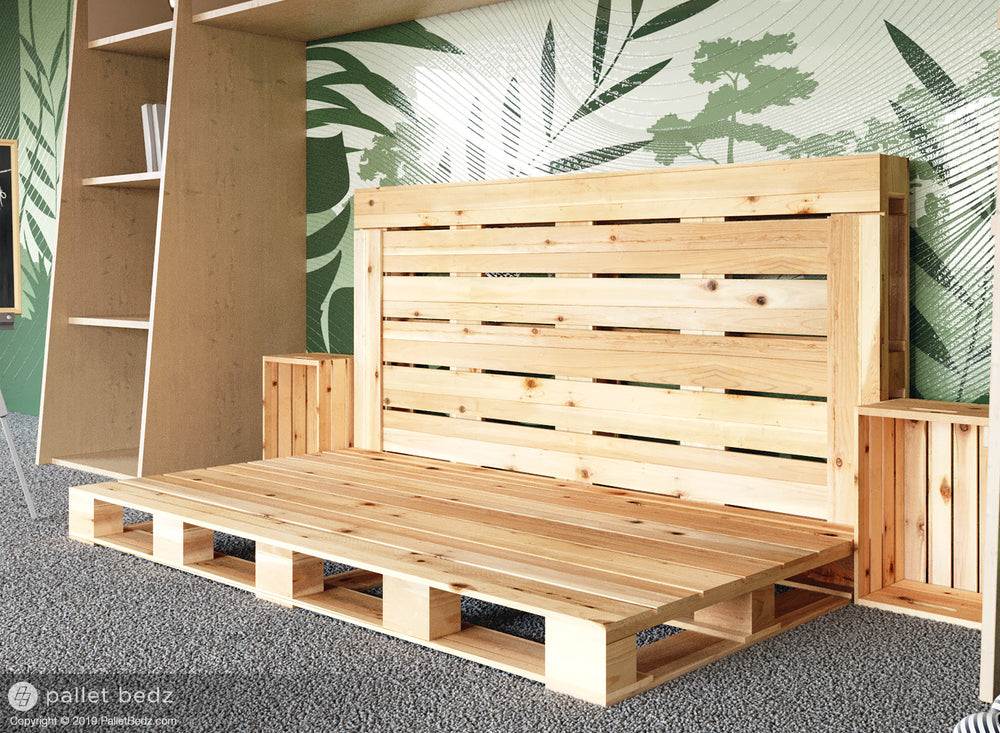 Twin Size Pallet Bed Frame in a futon style by Pallet Bedz