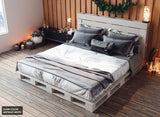 Pallet Bed for King Size Mattress in Antique White Stain