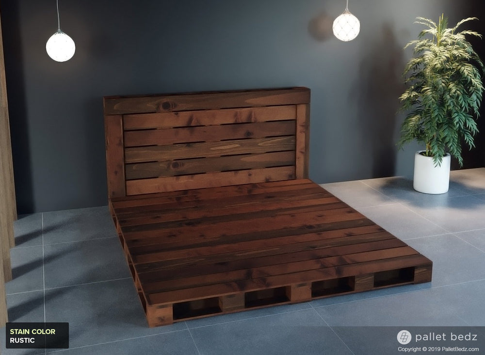 Pallet Beds - Platform Bed in Rustic Brown Stain